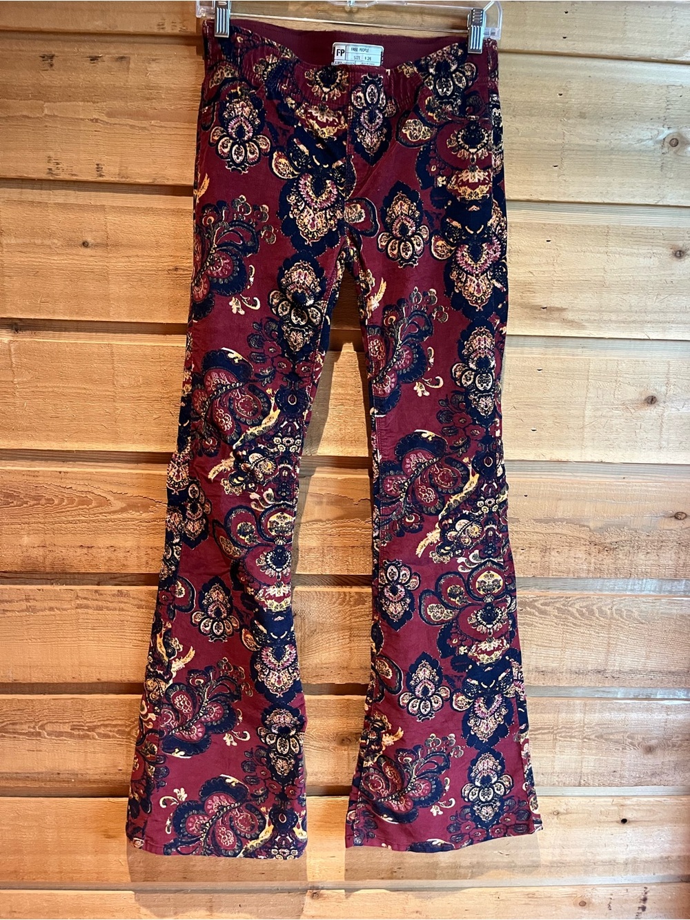 FREE PEOPLE - Pull-on Corduroy Paisley Floral Tapestry Flare Pants